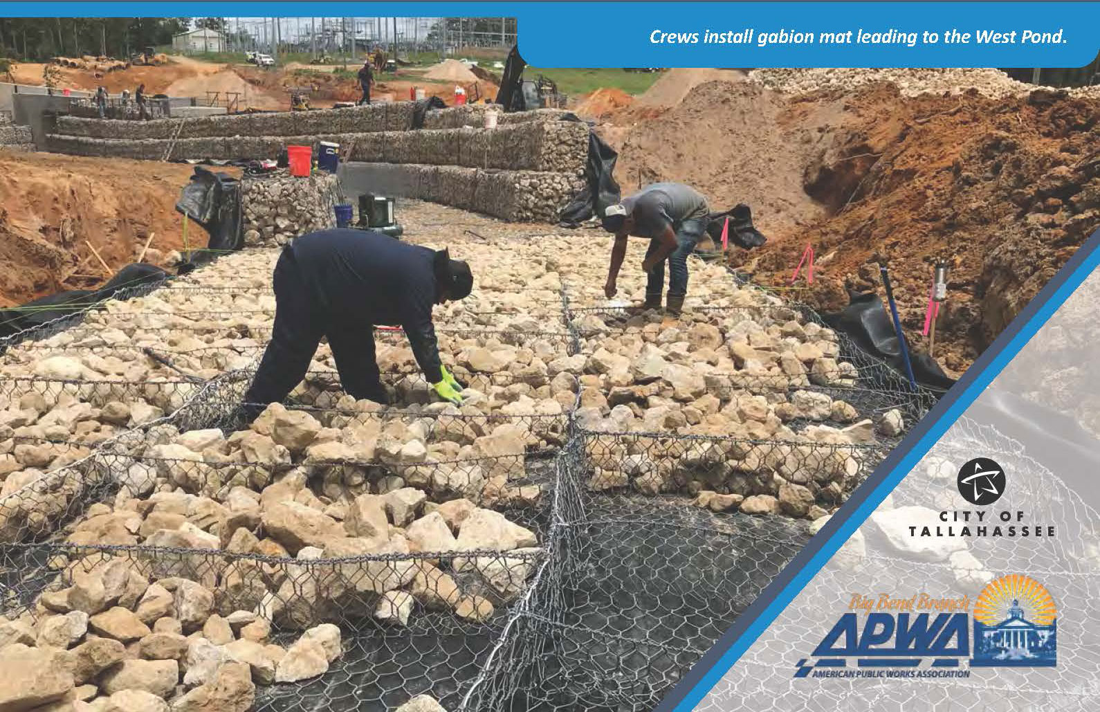 Crews install gabion
